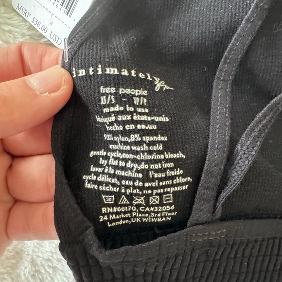 Free people black Ali low back seamless bra size XS/S NWT - Picture 5 of 6